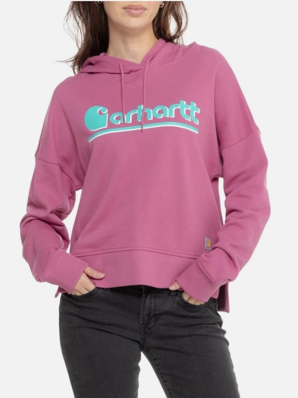 CARHARTT Women's TENCEL Fiber Loose Fit Graphic Hooded Sweatshirt Woodrose Small
